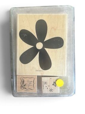 Stampin Up Wooden Rubber Stamps Lot - Big Blossom & A Gift For You